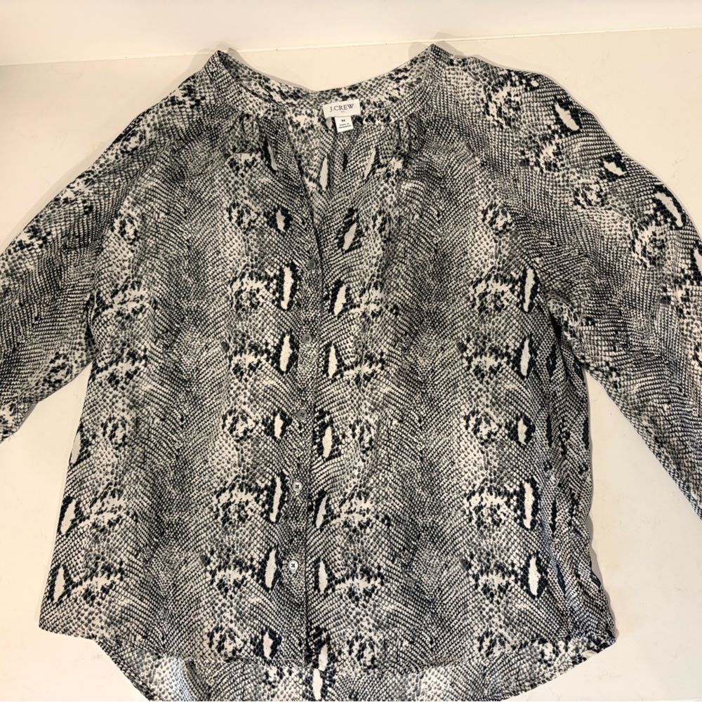 JCrew snake print button up top